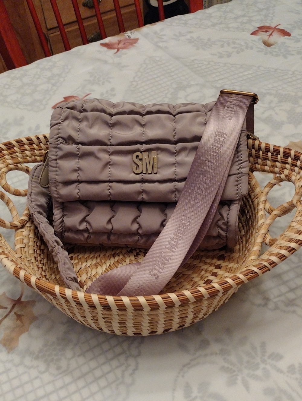 Steve Madden Quilted Crossbody Bag in Taupe